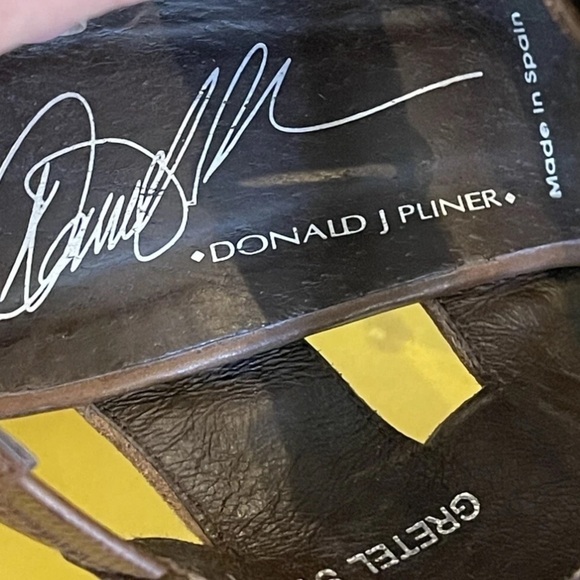 Donald J Pliner Leather Sandals Brown Sz 7 Gretal Cork Platform Wedge Boho Spain - Picture 8 of 9